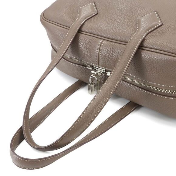 Hermes Victoria 2 35 Hand Bag Taurillon Cles Mance Etoupe T Engraved Silver - Picture 5 of 9
